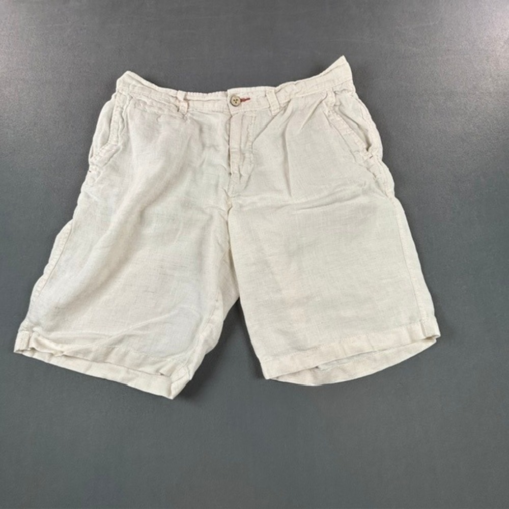 Tommy Bahama Relax Men's Ivory White 100% Linen Shorts 33 Inseam 10"